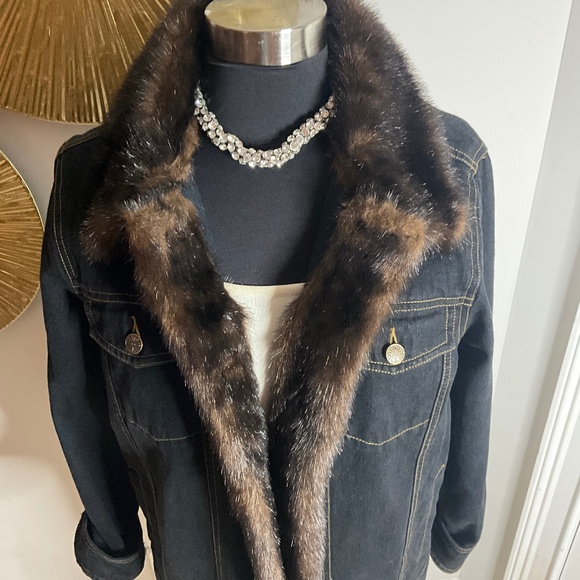*Faux Mink & Denim Jacket* - Picture 1 of 6